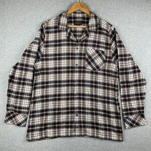 Pendleton Shirt Mens Medium Brown Black Flannel Plaid Cotton Hiking Cowboy Rodeo